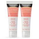 Kit 2 Protetor Solar Facial Neutrogena Sun Fresh Derm Care FPS 70 Sem Cor Pele Normal a Seca 40g