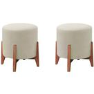 Kit 2 Puf Puff Para Sala Lhor Linho Bege RM Kit 2 Puf Puff Para Sala Lhor Linho Bege RM