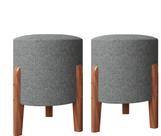 Kit 2 Puf,Puff Sala Banqueta Redondo Dallas Pés em Madeira-Cores Kit 2 Puf,Puff Sala Banqueta Redondo Dallas Pés em Madeira-Cores
