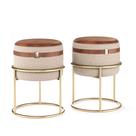 Kit 2 Puff Banqueta Decorativo para Sala Escritório Banco Redondo Base Metal Estofado Couro Tecido Linho Kit 2 Puff Banqueta Decorativo para Sala Escritório Banco Redondo Base Metal Estofado Couro Tecido Linho