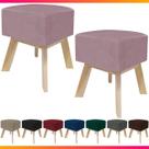 Kit 2 Puff Banqueta Decorativo Para Sala Quadrado Multiuso Pés de Madeira