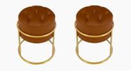 Kit 2 Puff Banqueta Estofado Decorativo Base De Ferro Capitonê Suede Terra Cota Do Lar Móveis e Decoração
