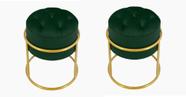 Kit 2 Puff Banqueta Estofado Decorativo Base De Ferro Capitonê Suede Verde Do Lar Móveis e Decoração