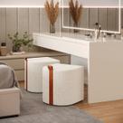 Kit 2 Puff Banqueta Para Penteadeira Closet Sala Quarto Tecido Bloucle Premium. BEGE