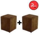 kit 2 puff banqueta quadrado macio decorativo fofo CORES:MARRON
