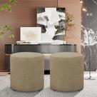 kit 2 Puff Banqueta Viena Decorativo Quarto Sala Redondo Linho Bege