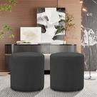 kit 2 Puff Banqueta Viena Decorativo Quarto Sala Redondo Veludo Cinza