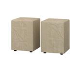 Kit 2 Puff Banquetas Cubo Quadrado Decorativo Suede Bege
