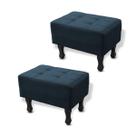 Kit 2 Puff Bella Retangular Decorativo Suede Azul Royal
