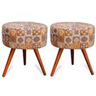 Kit 2 Puff Cama Inbox Bagdade Redondo com Pés em Madeira Maciça Tecido Suede Kit 2 Puff Cama Inbox Bagdade Redondo com Pés em Madeira Maciça Tecido Suede