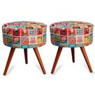 Kit 2 Puff Cama Inbox Las Vegas Redondo com Pés em Madeira Maciça Tecido Suede Kit 2 Puff Cama Inbox Las Vegas Redondo com Pés em Madeira Maciça Tecido Suede