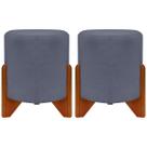 Kit 2 Puff Decorativo Confortável Para Sala Penteadeira Eloah Suede Cores Pé Castanho Kit 2 Puff Decorativo Confortável Para Sala Penteadeira Eloah Suede Cores Pé Castanho