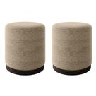 Kit 2 Puff Decorativo Estofado Estilo Industrial Orlando Linho Bege