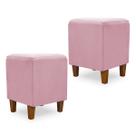 Kit 2 puff decorativo liz quadrado pés de madeira Kit 2 puff decorativo liz quadrado pés de madeira