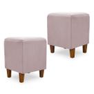 Kit 2 puff decorativo liz quadrado pés de madeira