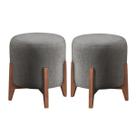 Kit 2 puff Decorativo para Sala Redondo Luxo Atenas Suede