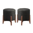 Kit 2 puff Decorativo para Sala Redondo Luxo Atenas Suede