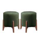 Kit 2 Puff Decorativo Para Sala Redondo Luxo Atenas Suede Verde