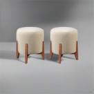 Kit 2 puff Decorativo para Sala Redondo Luxo Dallas Linho