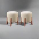 Kit 2 Puff Decorativo Para Sala Redondo Luxo Dallas Linho Marfim Kit 2 Puff Decorativo Para Sala Redondo Luxo Dallas Linho Marfim