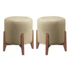 Kit 2 puff Decorativo para Sala Redondo Luxo Dubai Suede