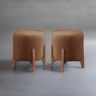 Kit 2 puff Decorativo para Sala Redondo Luxo Roma Suede