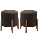 Kit 2 puff Decorativo para Sala Redondo Luxo Selena Suede Kit 2 puff Decorativo para Sala Redondo Luxo Selena Suede