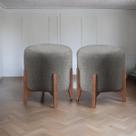 Kit 2 puff Decorativo para Sala Redondo Luxo Viena Linho