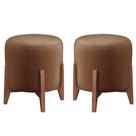 Kit 2 Puff Decorativo Para Sala Redondo Luxo Viena Suede capuccino