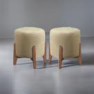 Kit 2 puff Decorativo para Sala Redondo Luxo Viena Suede