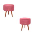 Kit 2 puff decorativo redondo banqueta pufe penteadeira camarim quarto closet pés palito