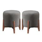 Kit 2 Puff Decorativo Redondo Luxo Dubai Linho cinza