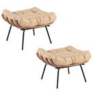 Kit 2 Puff Decorativo Sala de Estar Costela Couro Bege G34 - Gran Belo Kit 2 Puff Decorativo Sala de Estar Costela Couro Bege G34 - Gran Belo