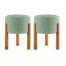 Kit 2 Puff Estofado Redondo Tecido Suede Banqueta Elegante Kit 2 Puff Estofado Redondo Tecido Suede Banqueta Elegante