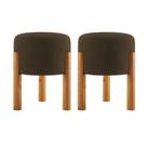 Kit 2 Puff Estofado Redondo Tecido Suede Banqueta Elegante Kit 2 Puff Estofado Redondo Tecido Suede Banqueta Elegante