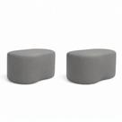 Kit 2 Puff Feijão Curvo Orgânico Sala Redondo Confortável Moderno Suede Cinza