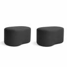 Kit 2 Puff Feijão Curvo Orgânico Sala Redondo Confortável Moderno Suede Cor:Preto