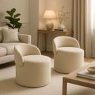 Kit 2 Puff Linho Redondo Encosto Orgânico Quarto Sala Closet Cor:Bege Kit 2 Puff Linho Redondo Encosto Orgânico Quarto Sala Closet Cor:Bege