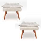 Kit 2 Puff Luxo Opala Sala Ou Recepção Bege Off Pé Palito Kit 2 Puff Luxo Opala Sala Ou Recepção Bege Off Pé Palito