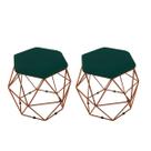 Kit 2 Puff Onix Aramado Base Bronze Hexagonal Verde Militar