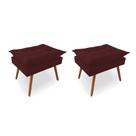 Kit 2 Puff Opala Luxo com Pés Estilo Retrô - Bordo Kit 2 Puff Opala Luxo com Pés Estilo Retrô - Bordo
