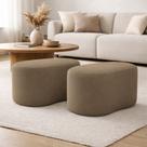 Kit 2 Puff Orgânico Curvo Feijão Sala Redondo Confortável Moderno Suede Cor:Marrom