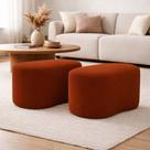 Kit 2 Puff Orgânico Curvo Feijão Sala Redondo Confortável Moderno Suede Cor:Rose