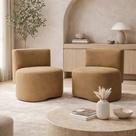 Kit 2 Puff Orgânico Feijão Curvo Redondo Com Encosto Sala Quarto Confortável Resistente Suede Cor:Suede Rosa