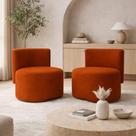 Kit 2 Puff Orgânico Feijão Curvo Redondo Com Encosto Sala Quarto Confortável Resistente Suede Cor:Suede Rosa