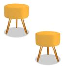 Kit 2 Puff Para Sala, Puff Redondo, Amarelo Luxo