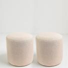 Kit 2 Puff Perse Redondo Decorativo Para Sala Quarto Puf Tecido em Linho Kit 2 Puff Perse Redondo Decorativo Para Sala Quarto Puf Tecido em Linho