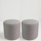 Kit 2 Puff Perse Redondo Decorativo Para Sala Quarto Puf Tecido em Linho Kit 2 Puff Perse Redondo Decorativo Para Sala Quarto Puf Tecido em Linho