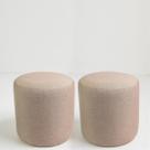 Kit 2 Puff Perse Redondo Decorativo Para Sala Quarto Puf Tecido em Linho
