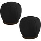 Kit 2 Puff Puf Para Sala Base Metal Chocolate Tull SL 944 Veludo Peer